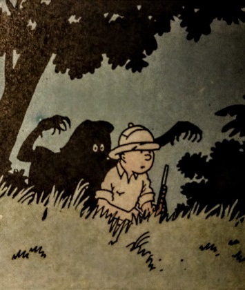 Tintin au Congo > Dans la nuit, Tintin menacé par un Aniota (Hergé)