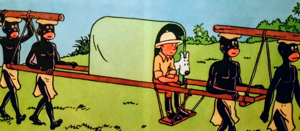 Tintin au Congo - Portage de Tintin par les indigènes (Hergé)