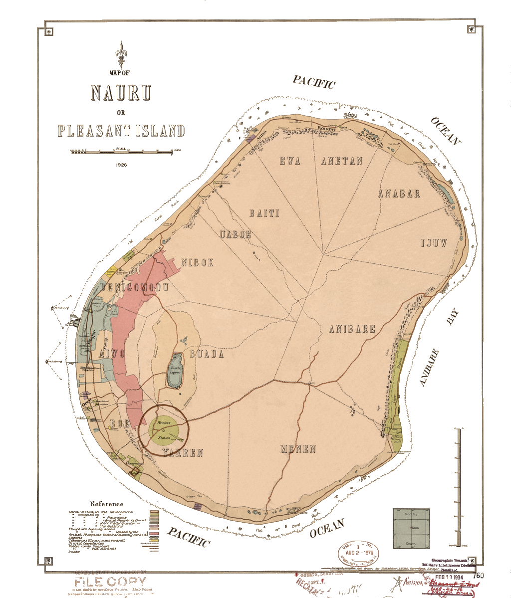 Nauru - Carte des gisements de phosphate en 1926