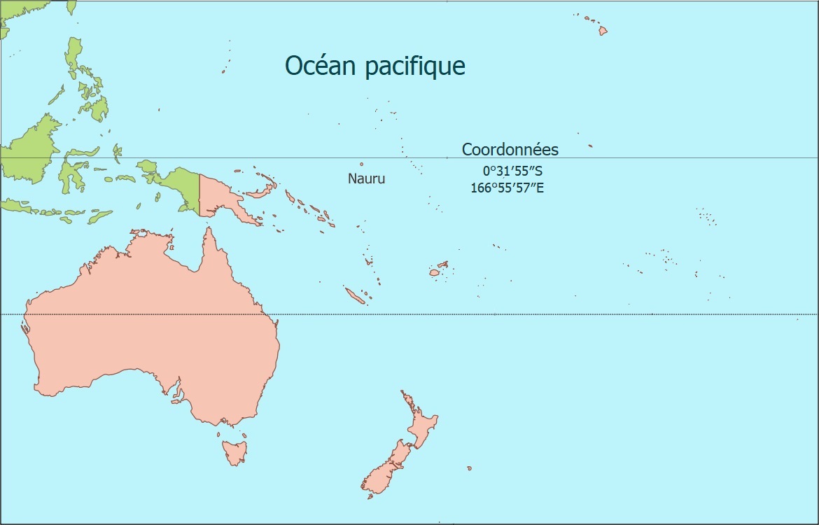 Carte géographique - Situation de l'île de Nauru dans l'Océan Pacifique
